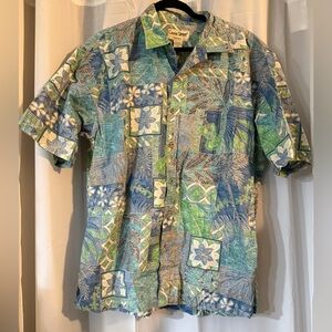 Cooke Street Honolulu Vintage Hawaiian Shirt Cotton XL Blue Green